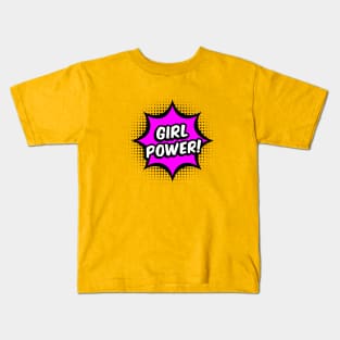 Girl Power! - Purple comic style - L Kids T-Shirt